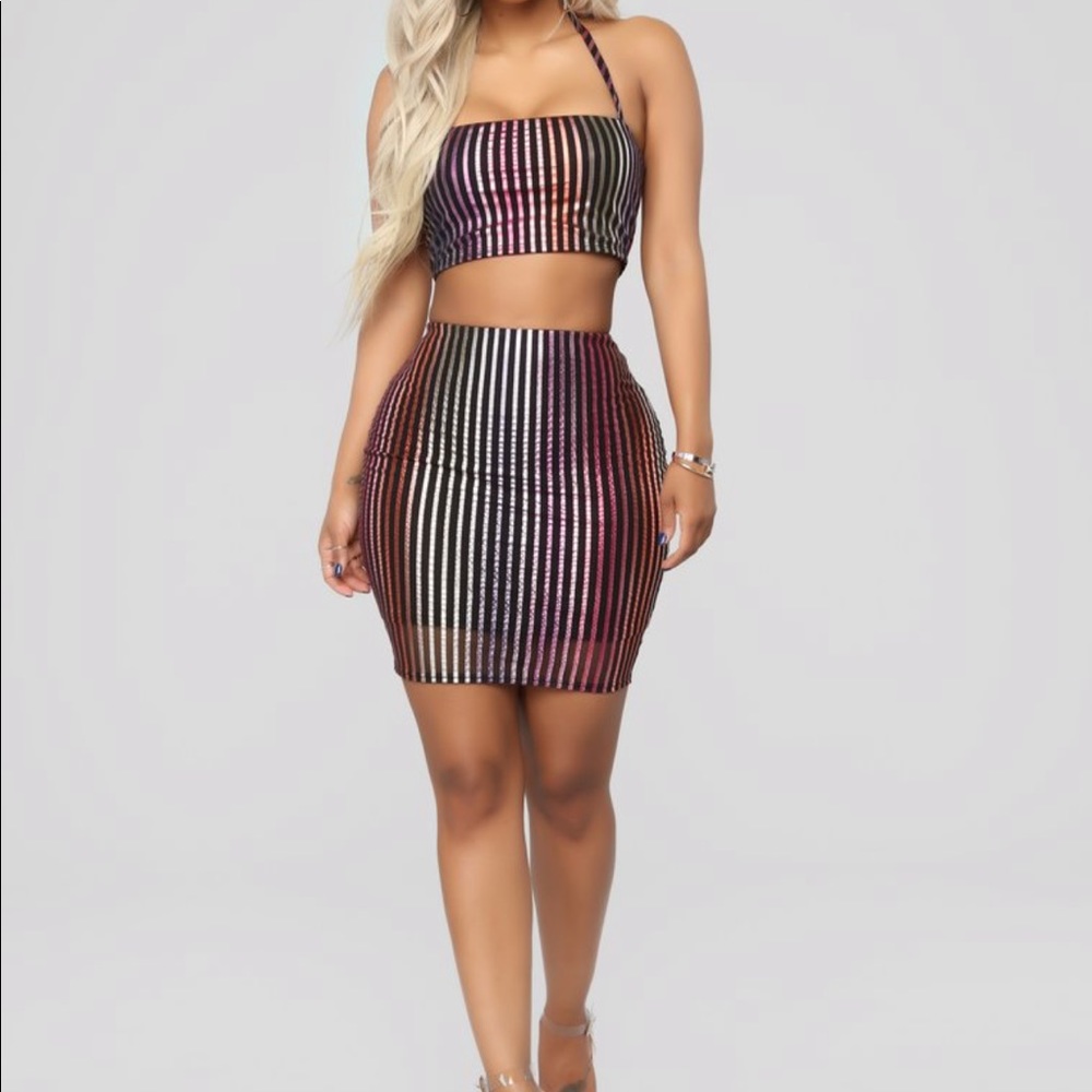 Multicolor 2 piece skirt set